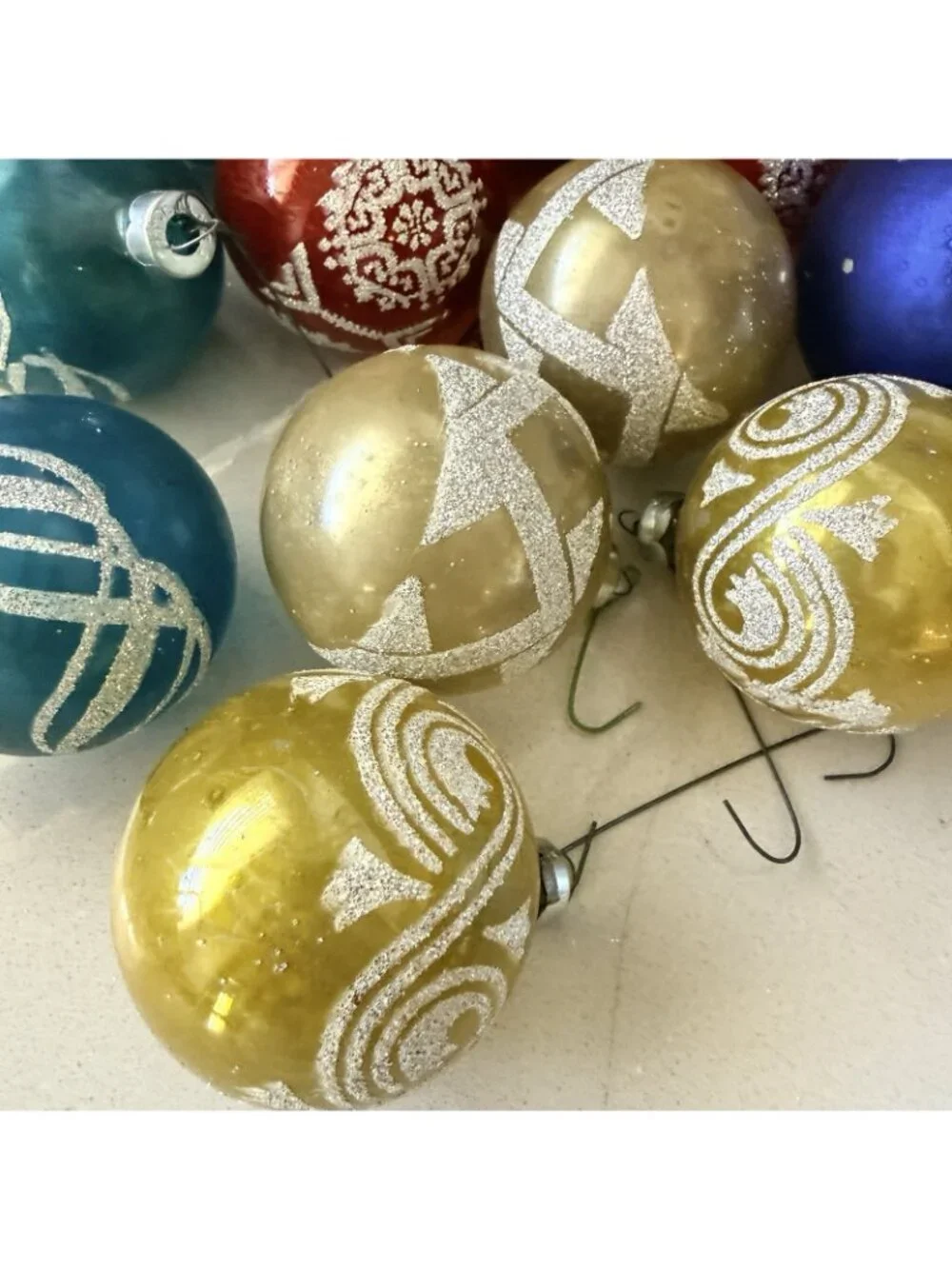 Vintage Lot Of 16 Shiny Brite Mercury Glass Handmade Christmas Ornaments